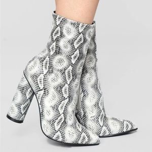 Faux Snakeskin Booties